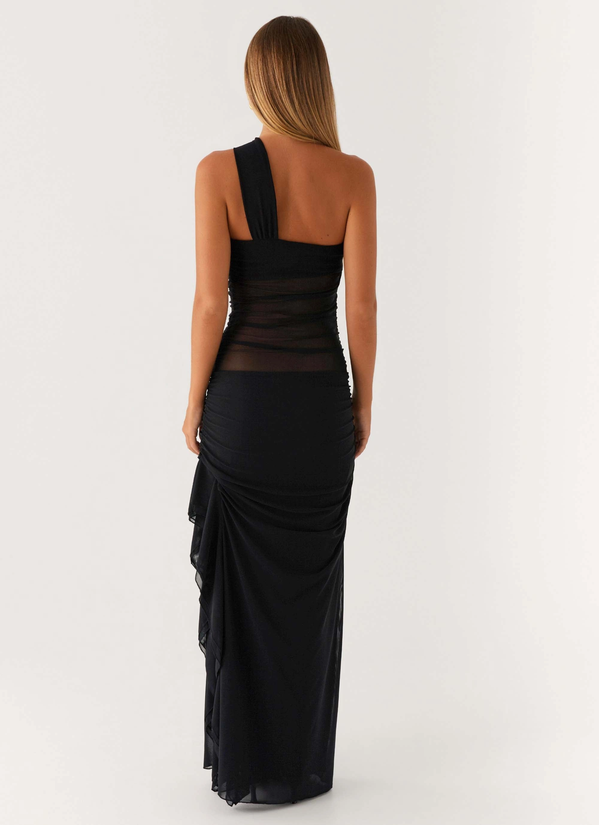 Soft Mesh Fiona Maxi Dress - Black