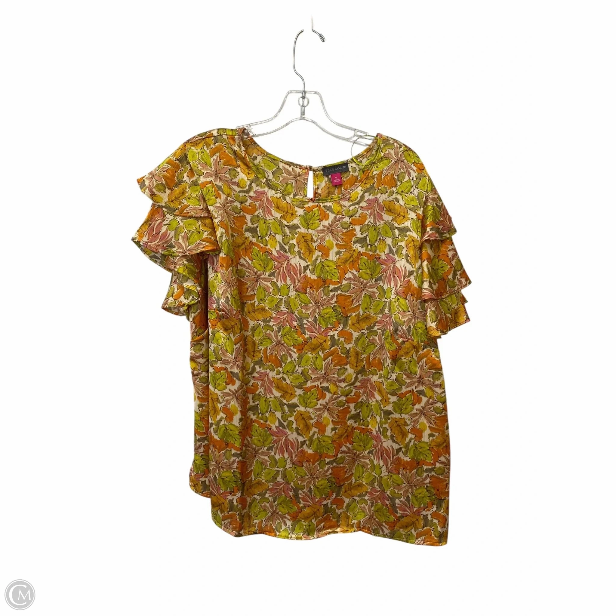 Top Short Sleeve By Vince Camuto In Floral Print, Size: 1x Tagless Design