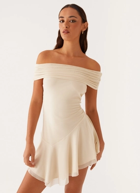 Flare Breeze Finola Off Shoulder Mini Dress - Pastel Yellow