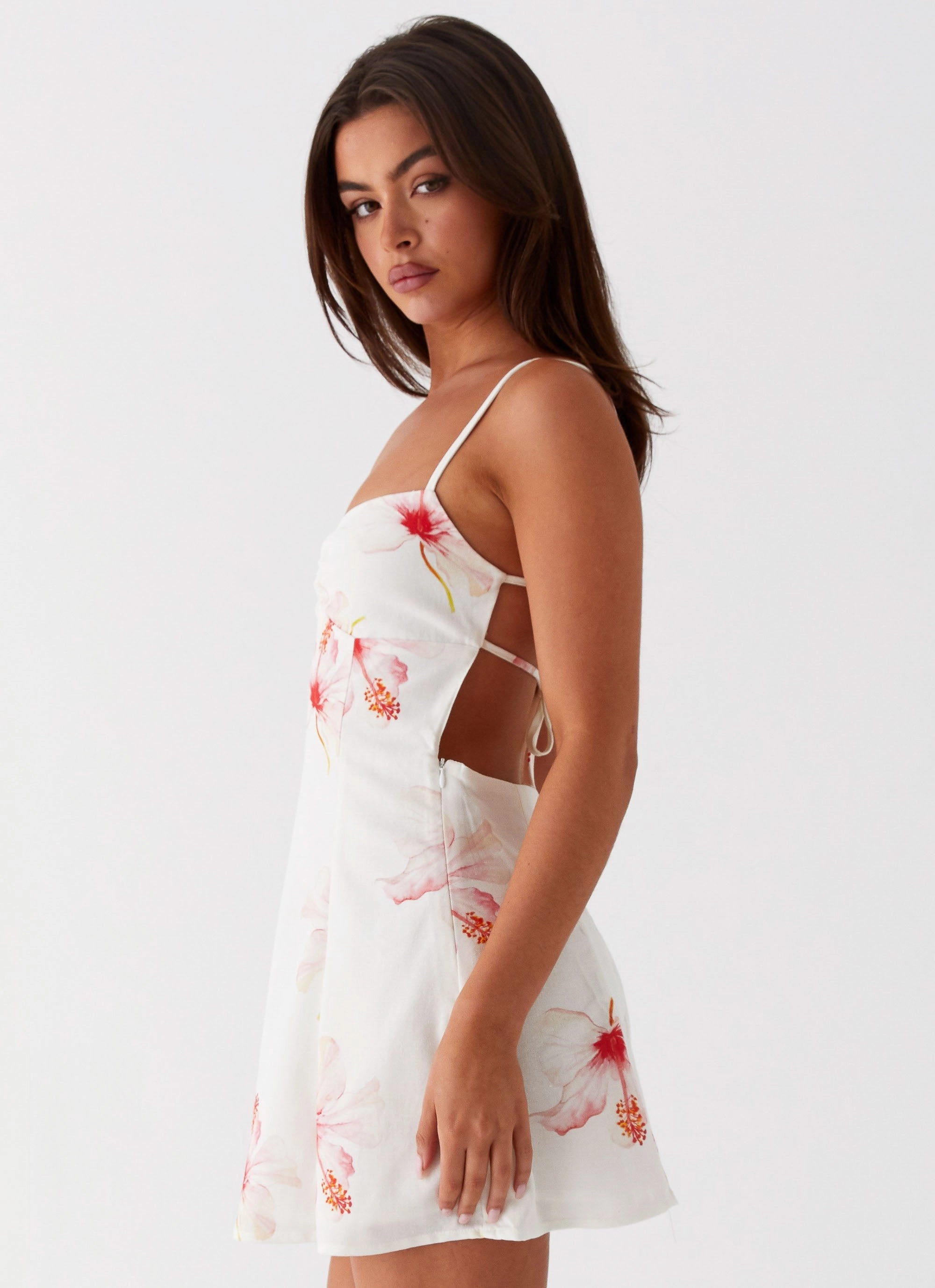 Versatile Touch Isra Linen Mini Dress - Camellia