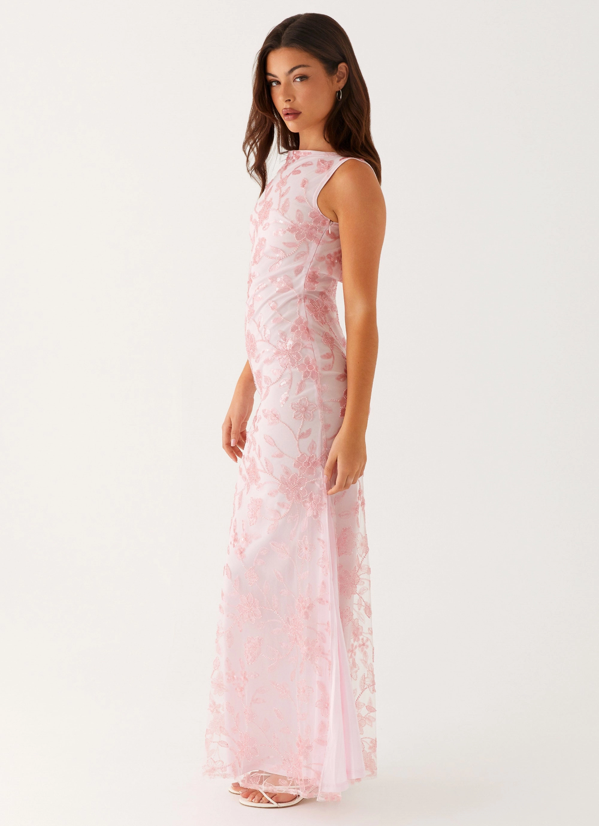Comfortable Shape Moorey High Neck Maxi Dress - Pink