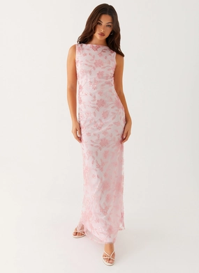 Moorey High Neck Maxi Dress - Pink Chill Friendly Daily Ready