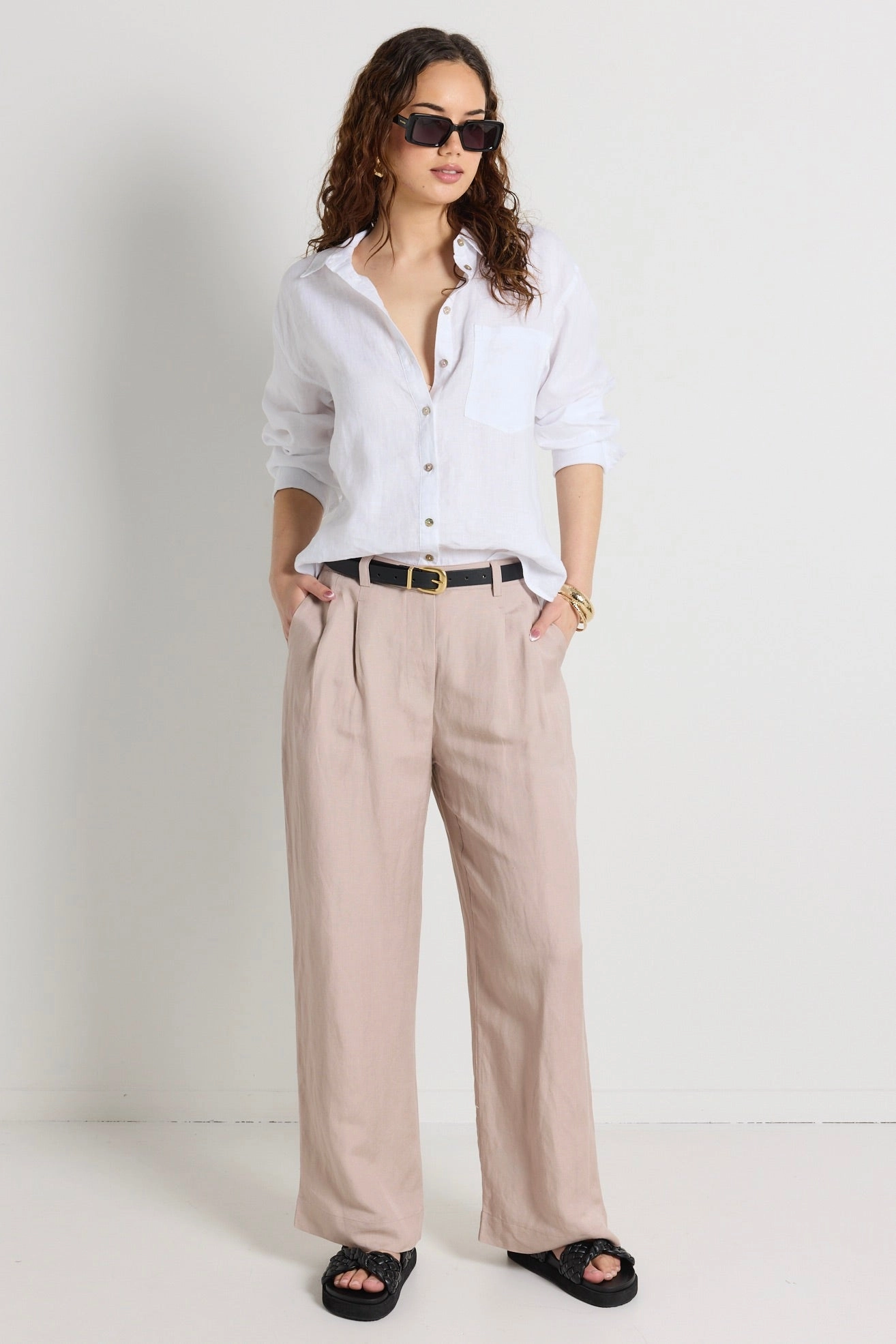 Fjord Mushroom Linen Blend Manstyle Pants Non Bulk