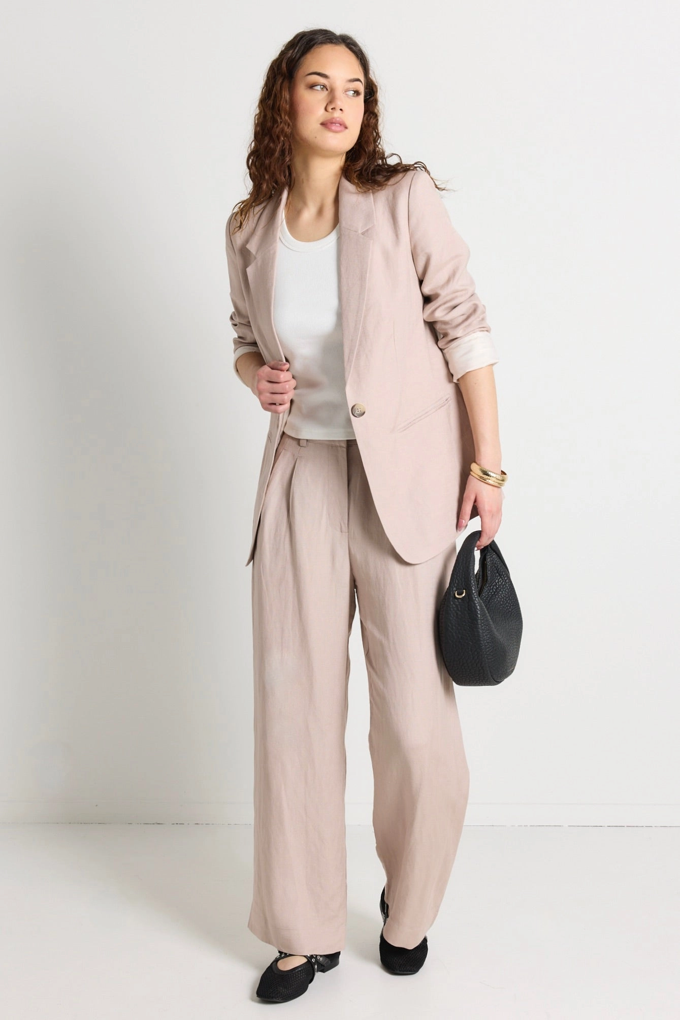 Soft Brushed Lining Fjord Mushroom Linen Blend Manstyle Pants