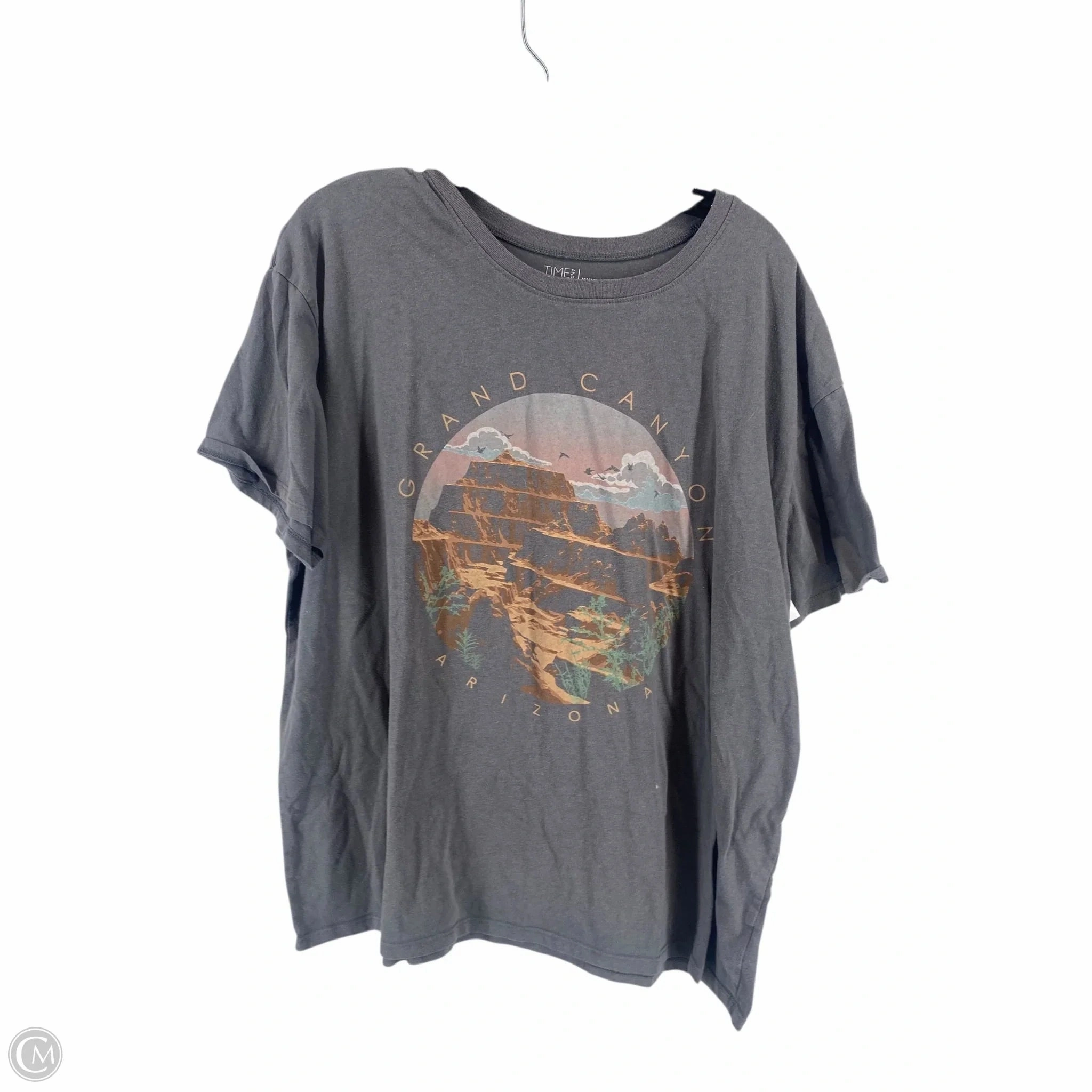 Top Short Sleeve By Time And Tru In Grey, Size: 3x Stretch Fabric Technology Breathable and Comfortable