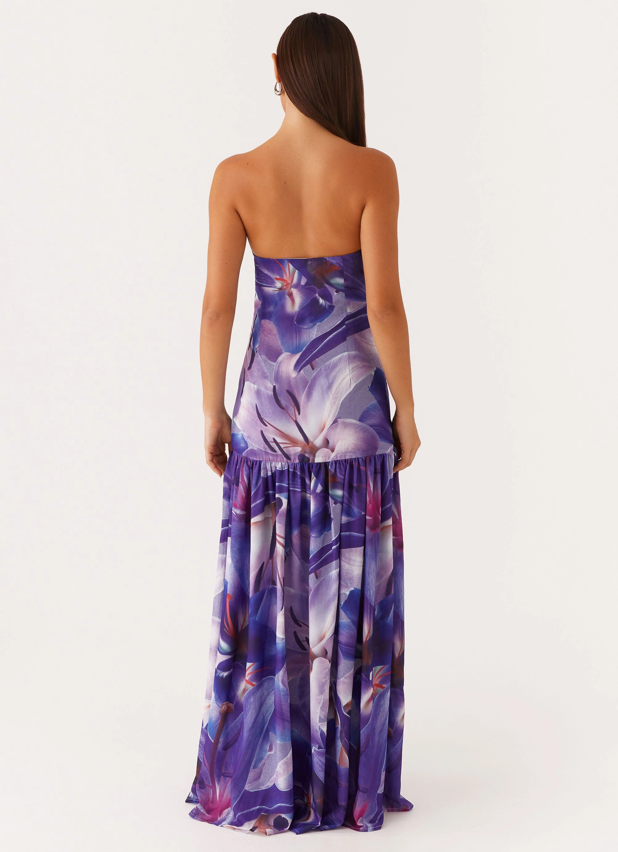 Eden Strapless Maxi Dress - Purple White Lilly Event Perfect
