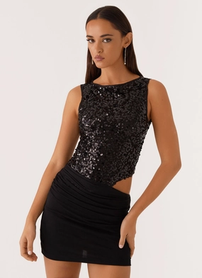 custom-fit Superstition Sequin Mini Dress - Black