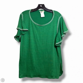 Light Comfort Style Light Stretch Top Short Sleeve Basic By Max Studio In Green, Size: 1x
