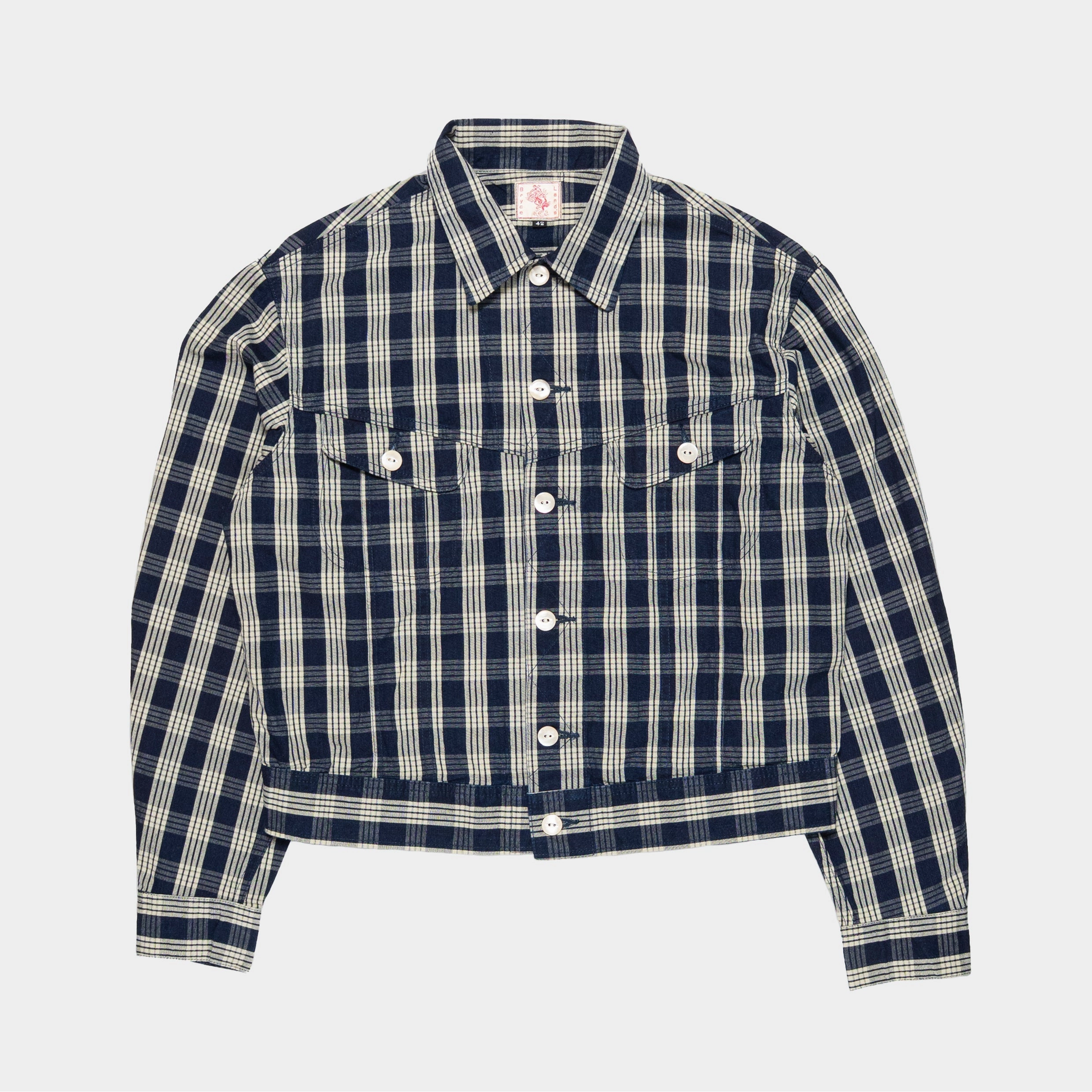 Cash Jacket Check Indigo Basic Travel Fit