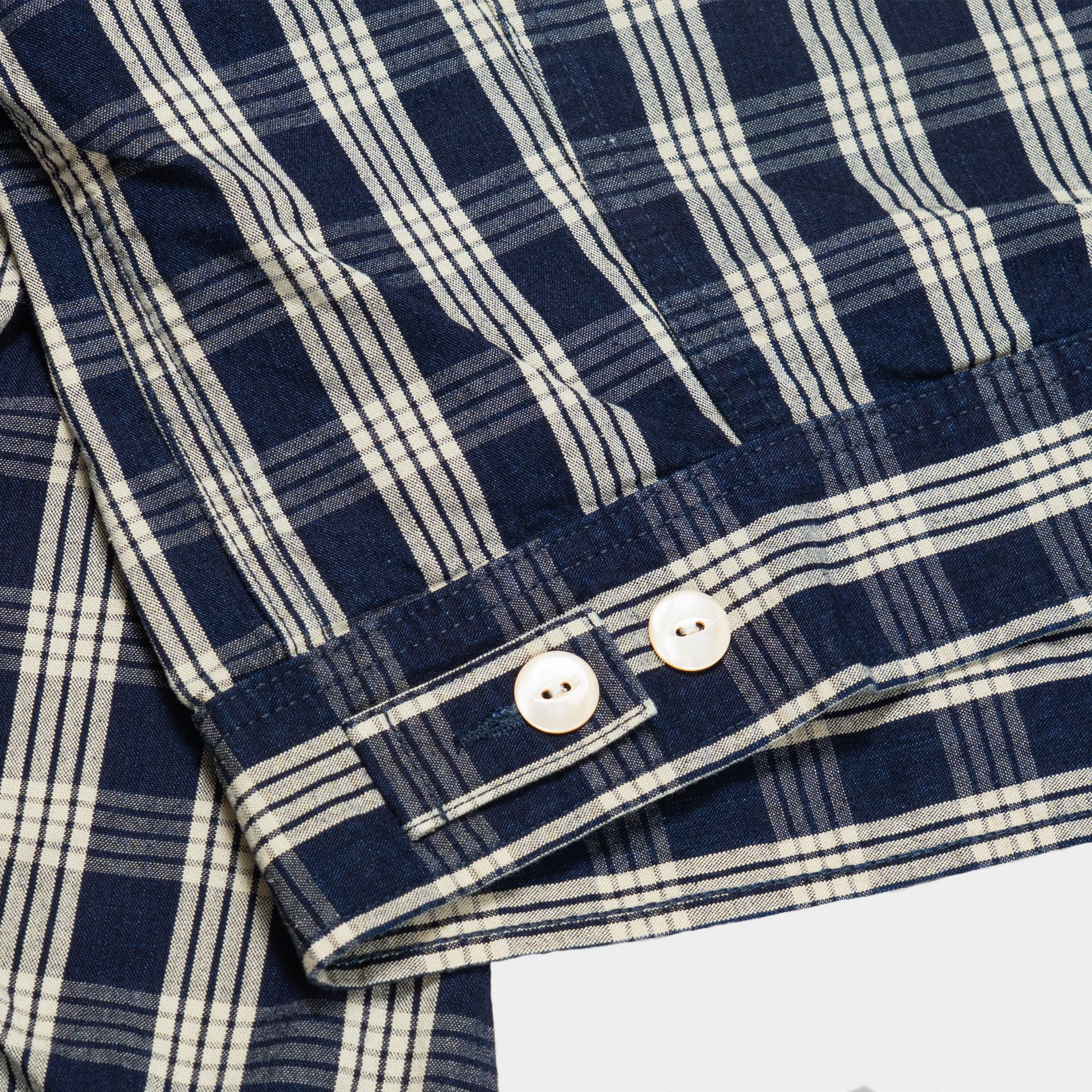 Cash Jacket Check Indigo AbrasionResistantSurface Pocket Details