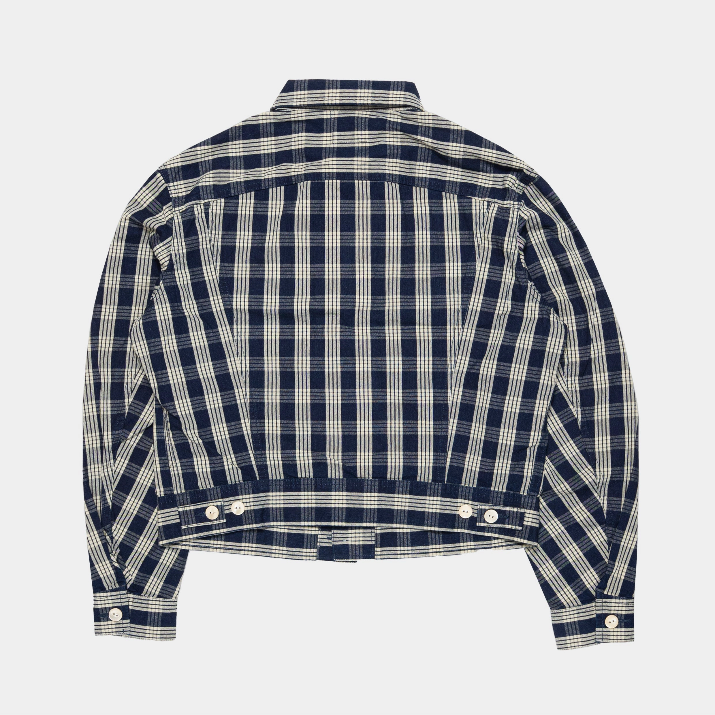 Ultra Soft Brushed Interior Cash Jacket Check Indigo