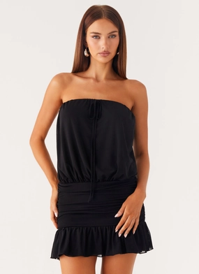 Only A Dream Strapless Mini Dress - Black Flare Breeze