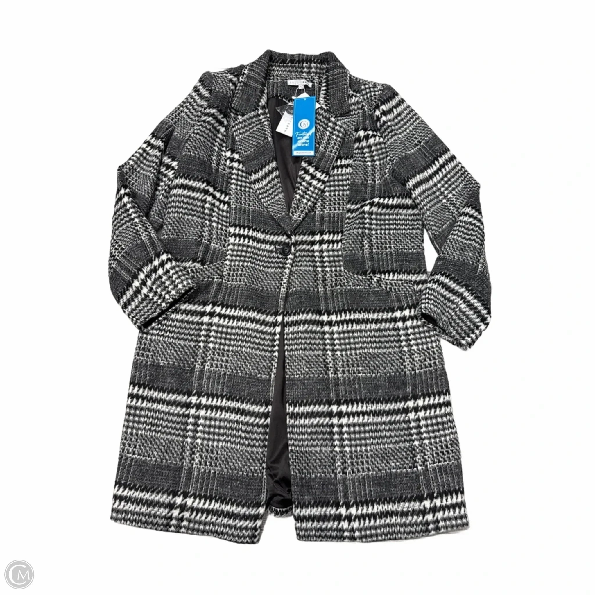 New! Coat Peacoat By Baltic Born In Grey & White, Size: L Cozy Hood Detail Light Travel Piece