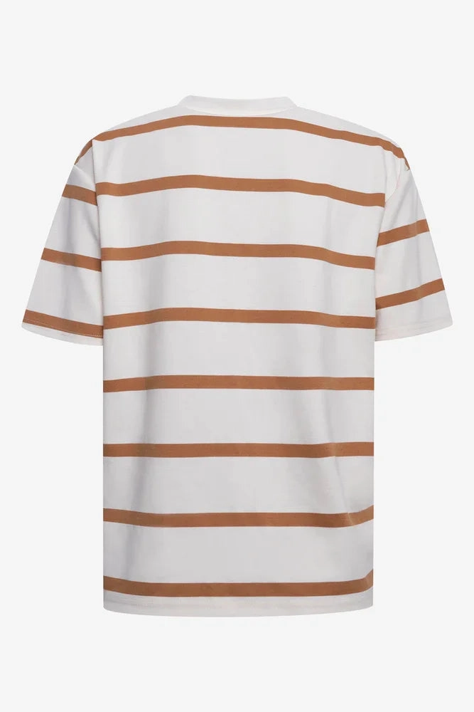 DropShoulderConstruction Stripe Short Sleeve Oversized T-Shirt White