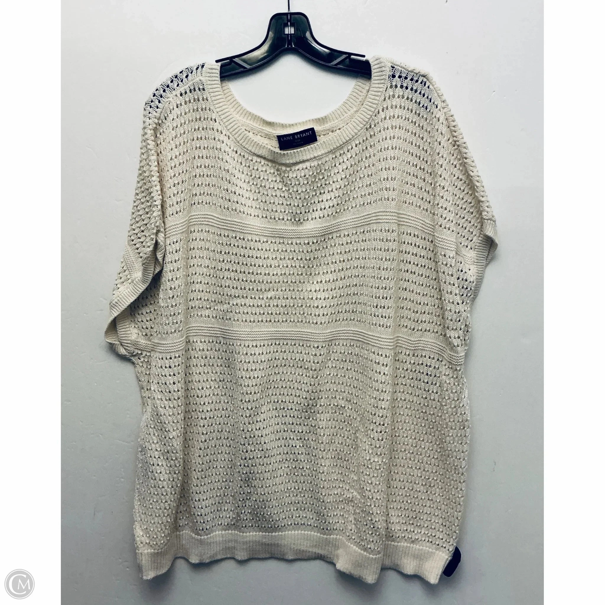 Top Short Sleeve By Lane Bryant In Cream, Size: 4x sporty wear Leather combination