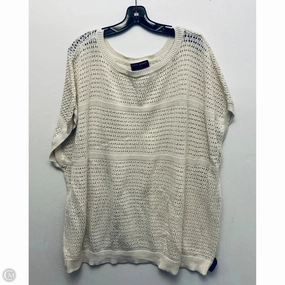 Top Short Sleeve By Lane Bryant In Cream, Size: 4x sporty wear Leather combination