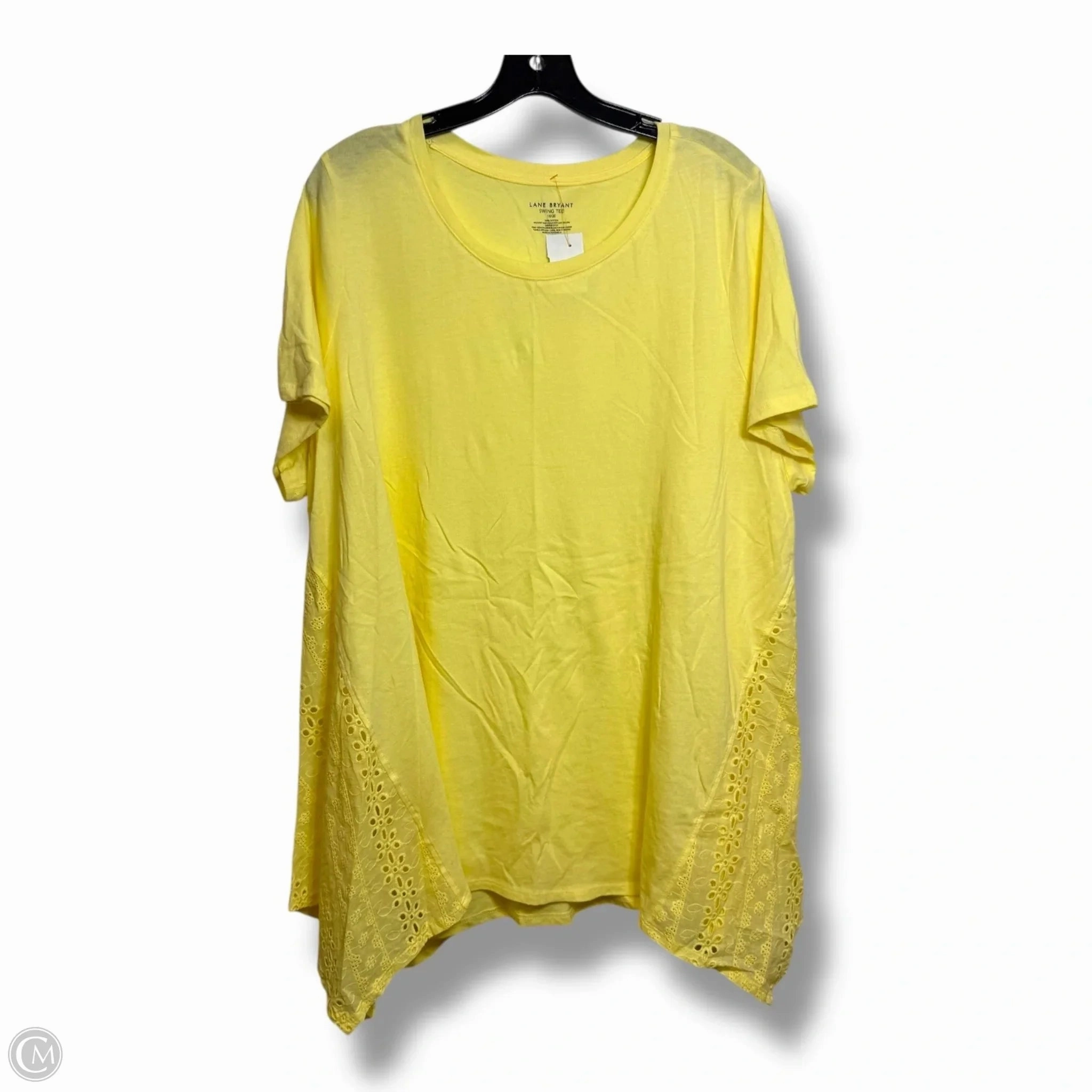 Heather Jersey Material WrinkleFreeFabric Top Short Sleeve Basic By Lane Bryant In Yellow, Size: 1x