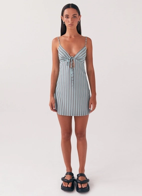 Cool Finish Flora Linen Mini Dress - Coastal Stripe