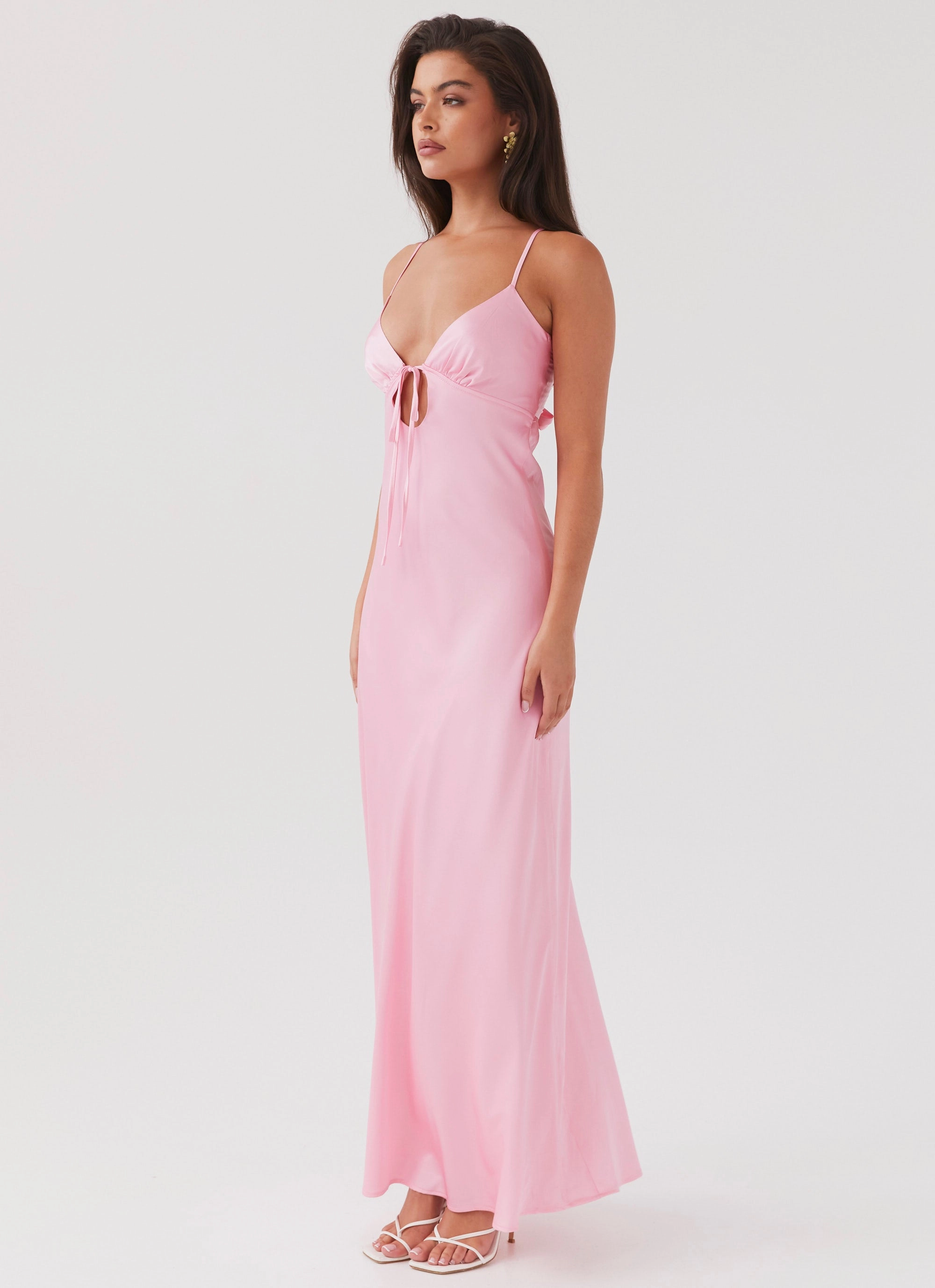 Flora Satin Maxi Dress - Candy Soft Comfort Sharp Detail
