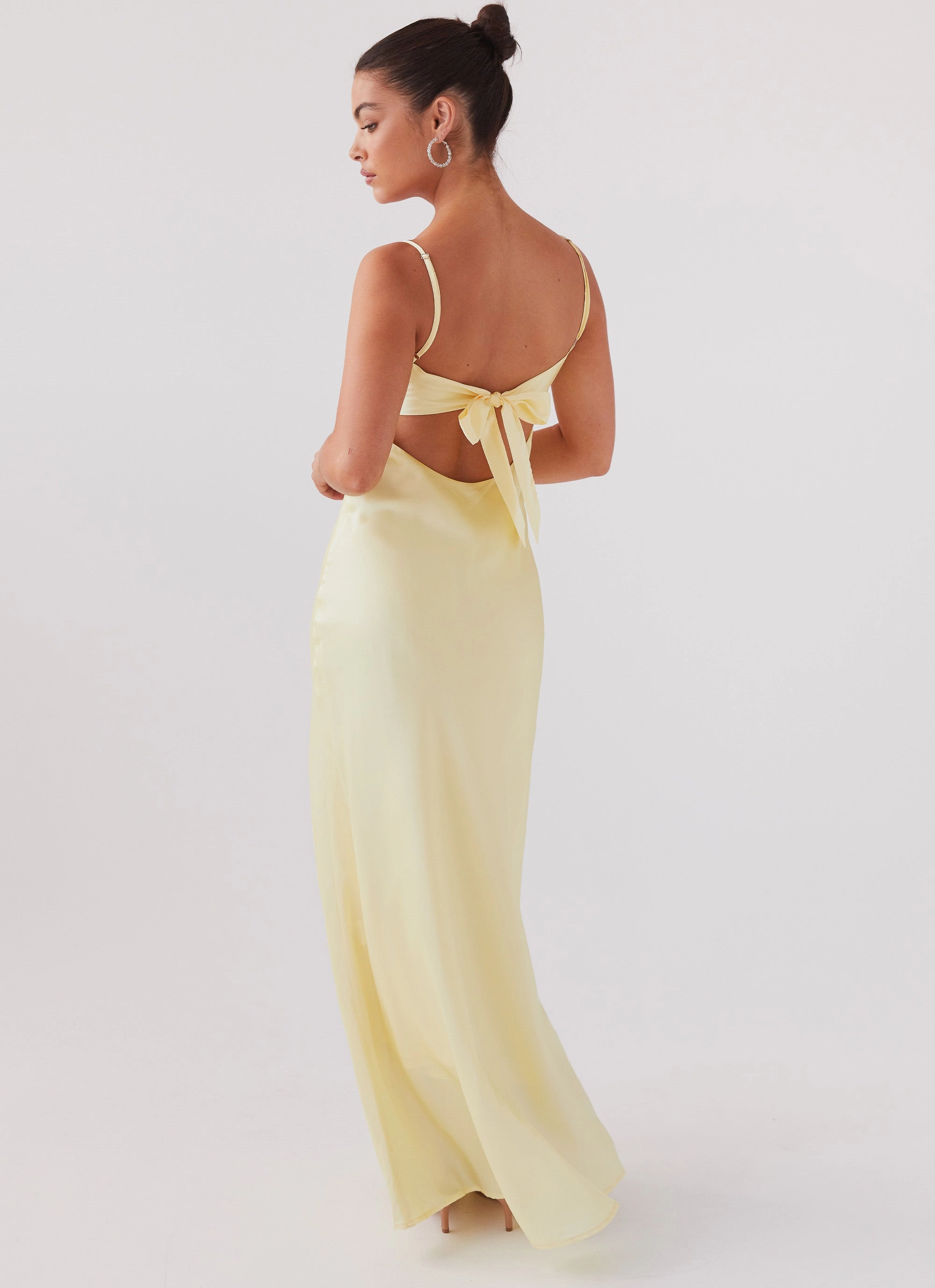 Flora Satin Maxi Dress - Lemon Lounge Vibes