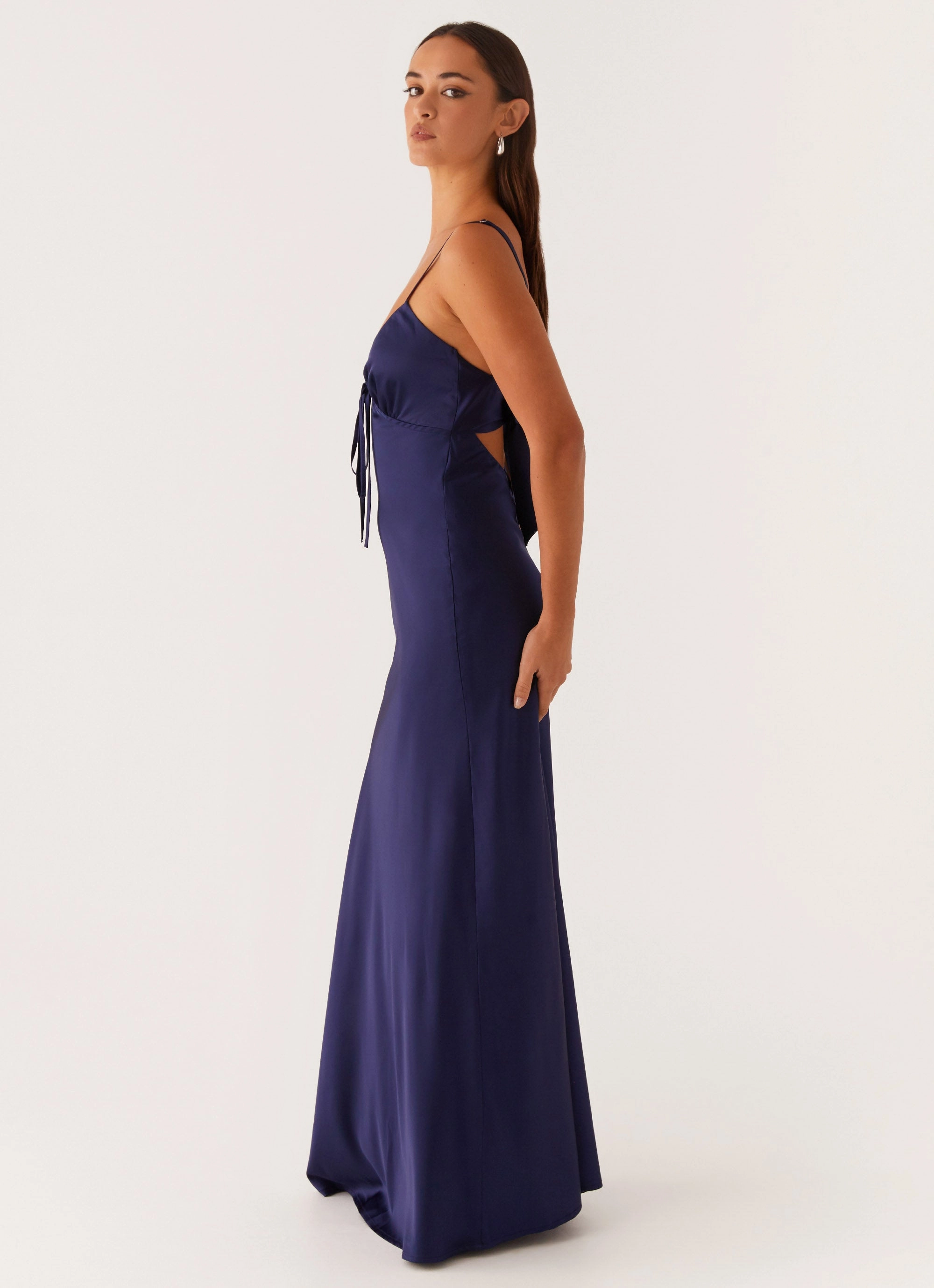 Flora Satin Maxi Dress - Navy Smooth Layers