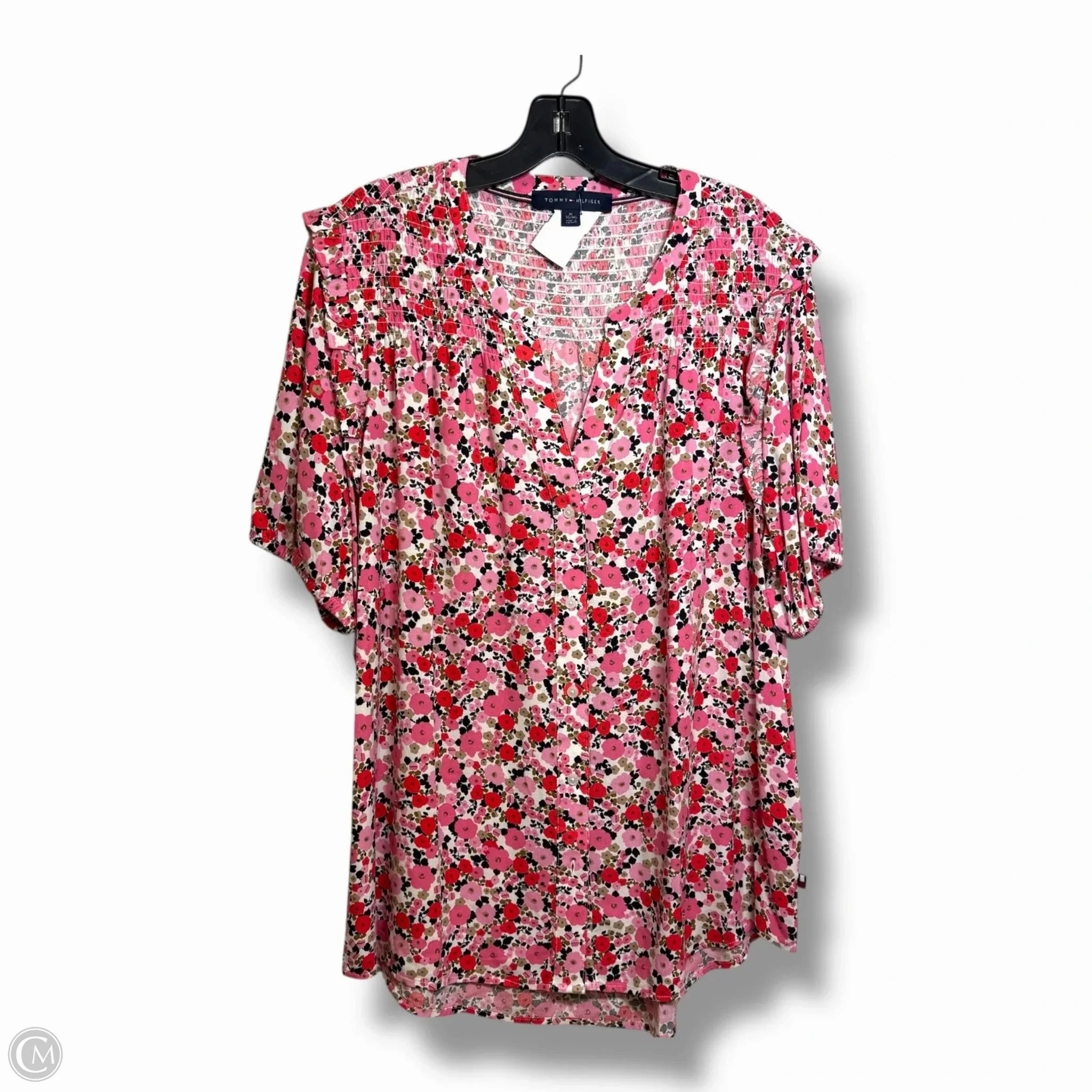 Top Short Sleeve By Tommy Hilfiger In Floral Print, Size: Xl Comfy Essentials Wear