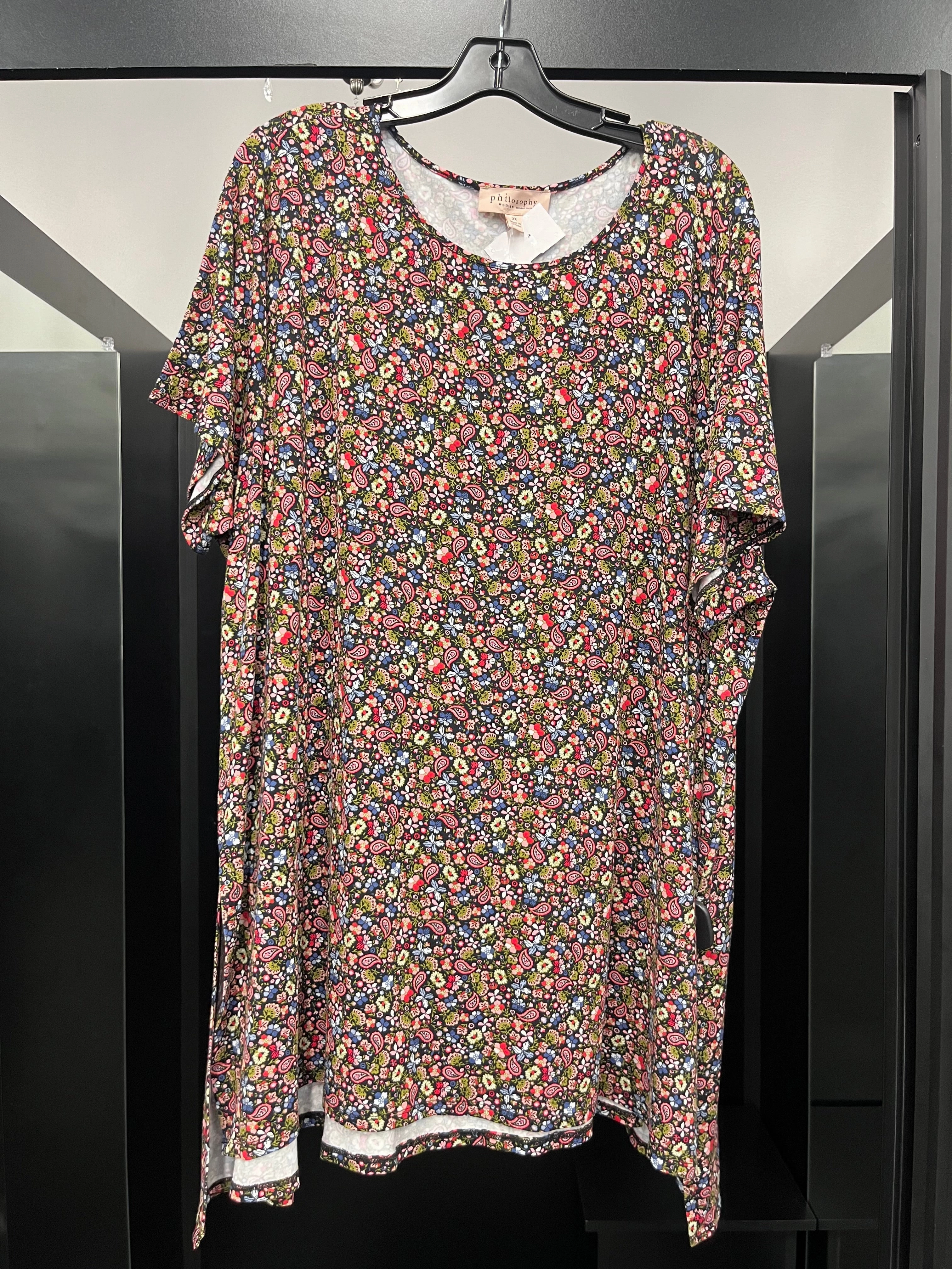 Floral Top Short Sleeve Philosophy NWT, Size 3x Classic Trend Look