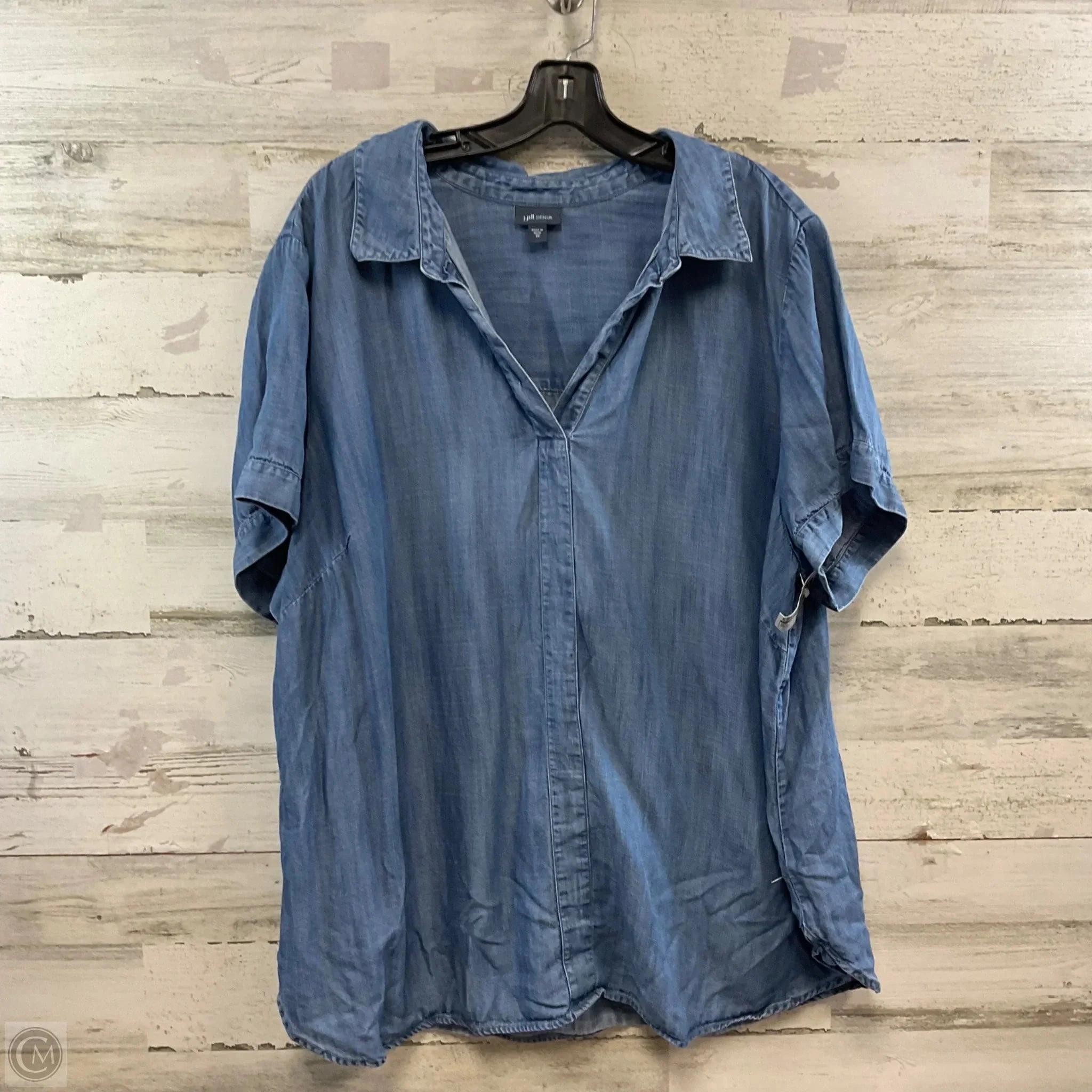 Top Short Sleeve By J. Jill In Blue, Size: 3x Denim combination Effortless Comfort