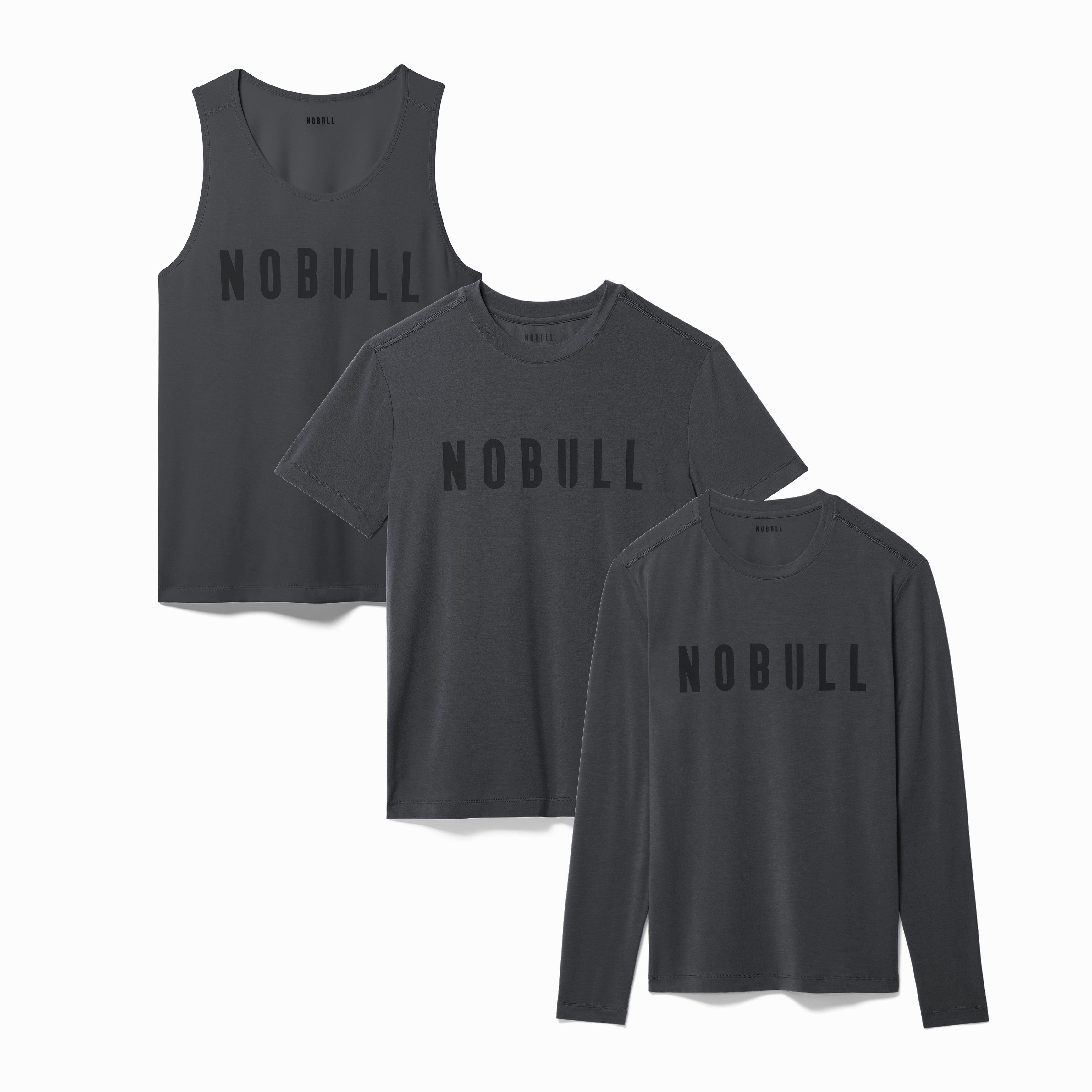 High Collar Option FlexFit Technology Men's NOBULL Mixed Assortment 3 Pack - Charcoal Heather