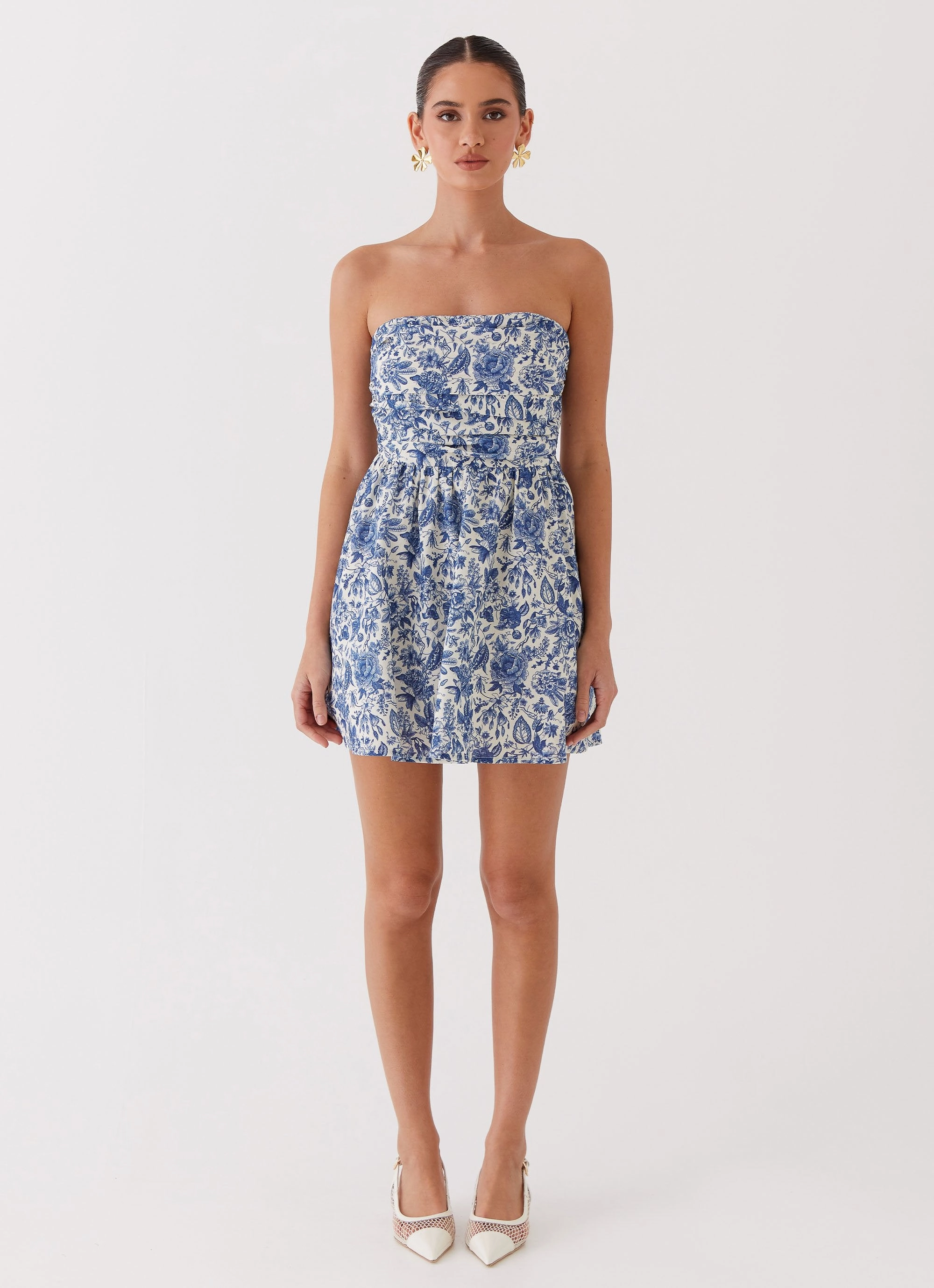 Forget Me Not Linen Mini Dress - Blue Paisley Timeless Look Wear perfect for events