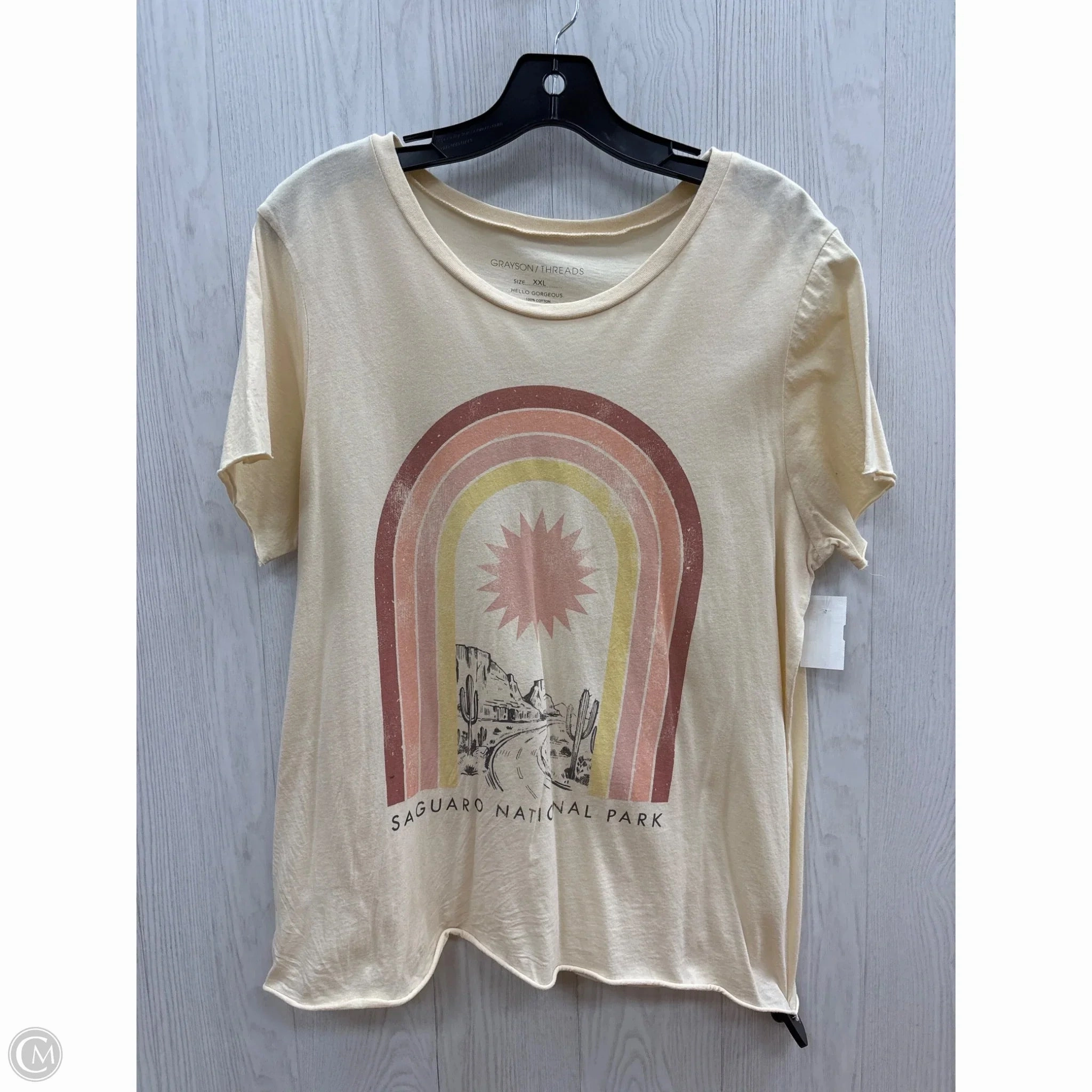 Top Short Sleeve By Grayson Threads In Cream, Size: 2x Light Layer Sustainable Production Process