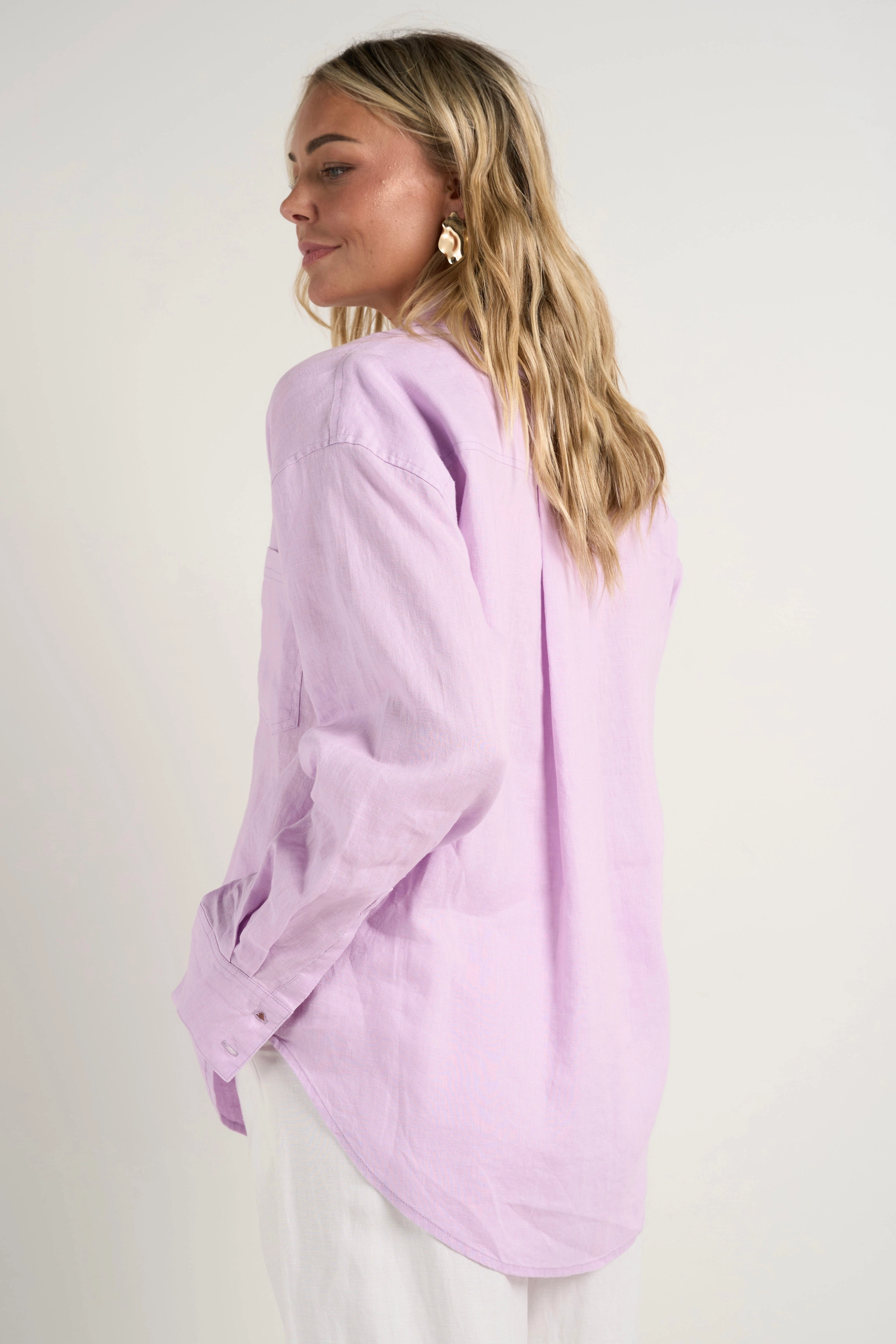 Optimum Lilac Linen Oversized Shirt AllPurposeWear