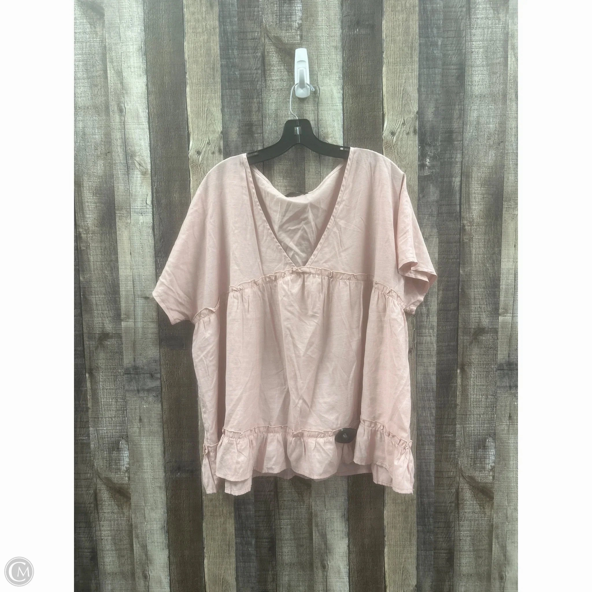 Sporty Look Top Short Sleeve By Shein In Pink, Size: 4x