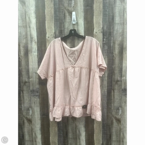 Sporty Look Top Short Sleeve By Shein In Pink, Size: 4x