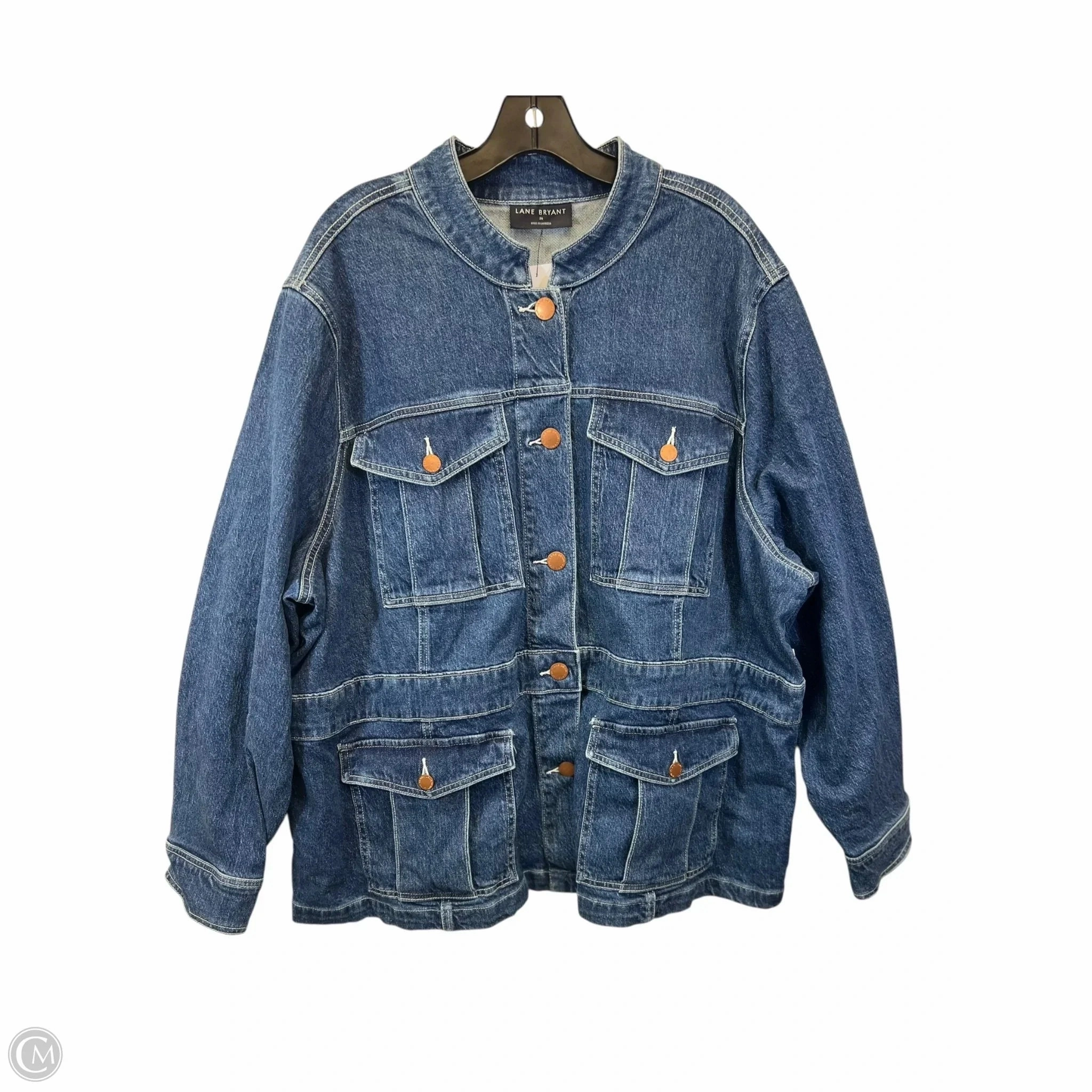 Windproof Insulated Coat Casual Fit Layer Jacket Denim By Lane Bryant In Blue Denim, Size: 5x