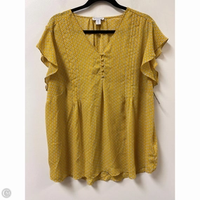 Top Short Sleeve By Carolina Belle In Yellow, Size: 1x Reinforced Neckline