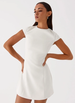 Harriet Mini Dress - Off White Flexible Fabric