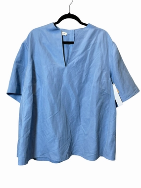 Top Short Sleeve By Lafayette 148 In Blue, Size: 3X Reinforced Collar