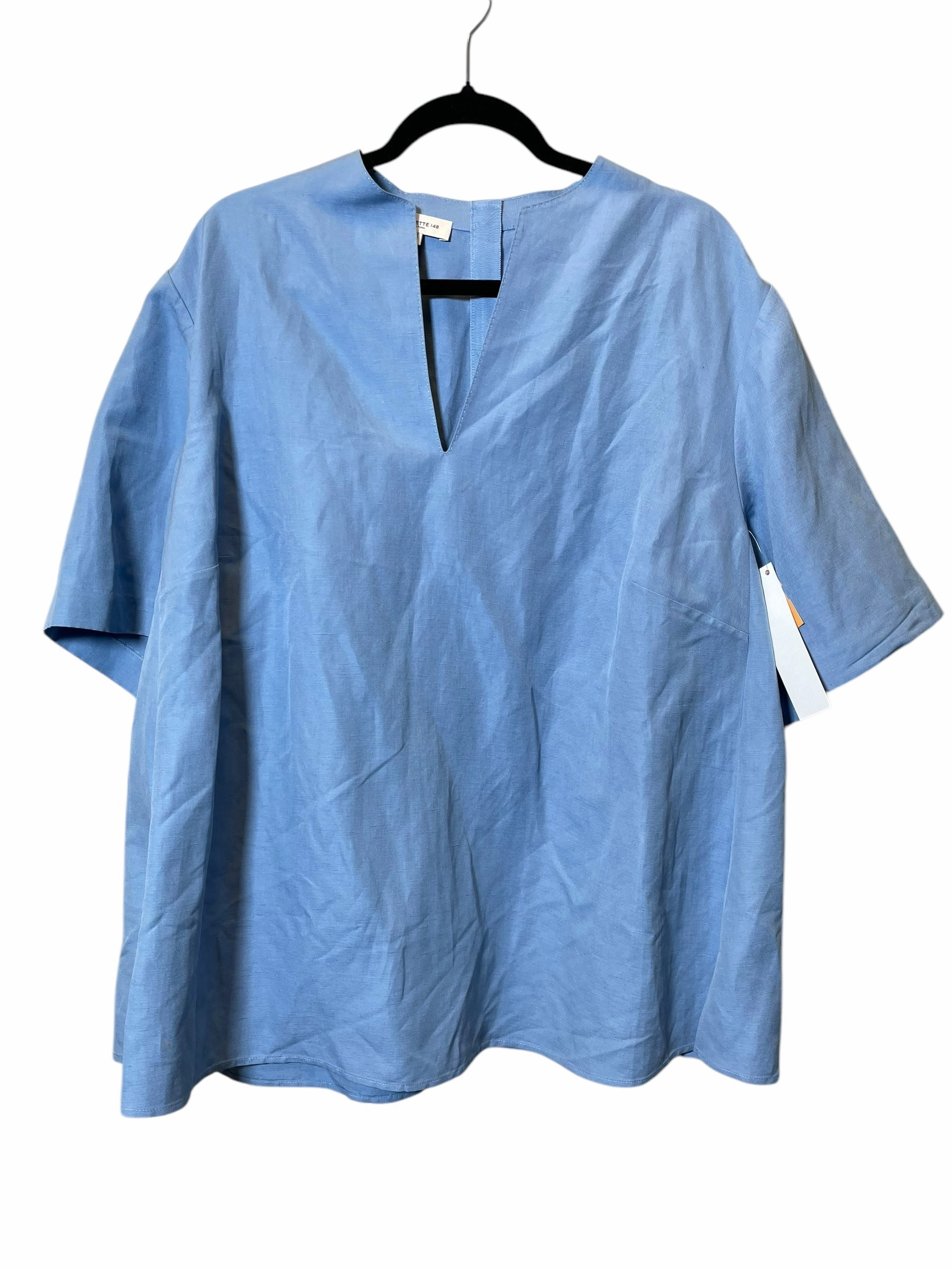 Top Short Sleeve By Lafayette 148 In Blue, Size: 3X Reinforced Collar
