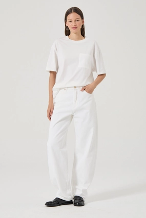 Roll-up style Detachable belt Arc White Gold Barrel Jean