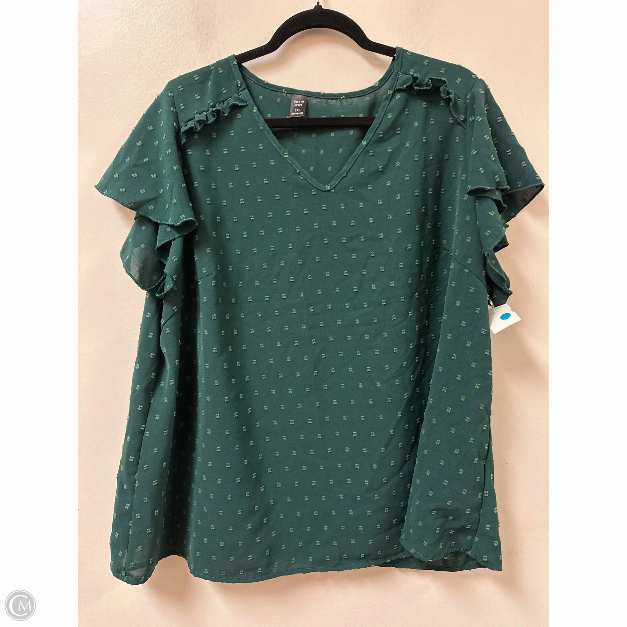 Minimalist Layer Top Short Sleeve By Shein In Green, Size: 3x