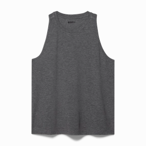 Women's High-Neck Tank RibbedCollar HiddenStoragePocket
