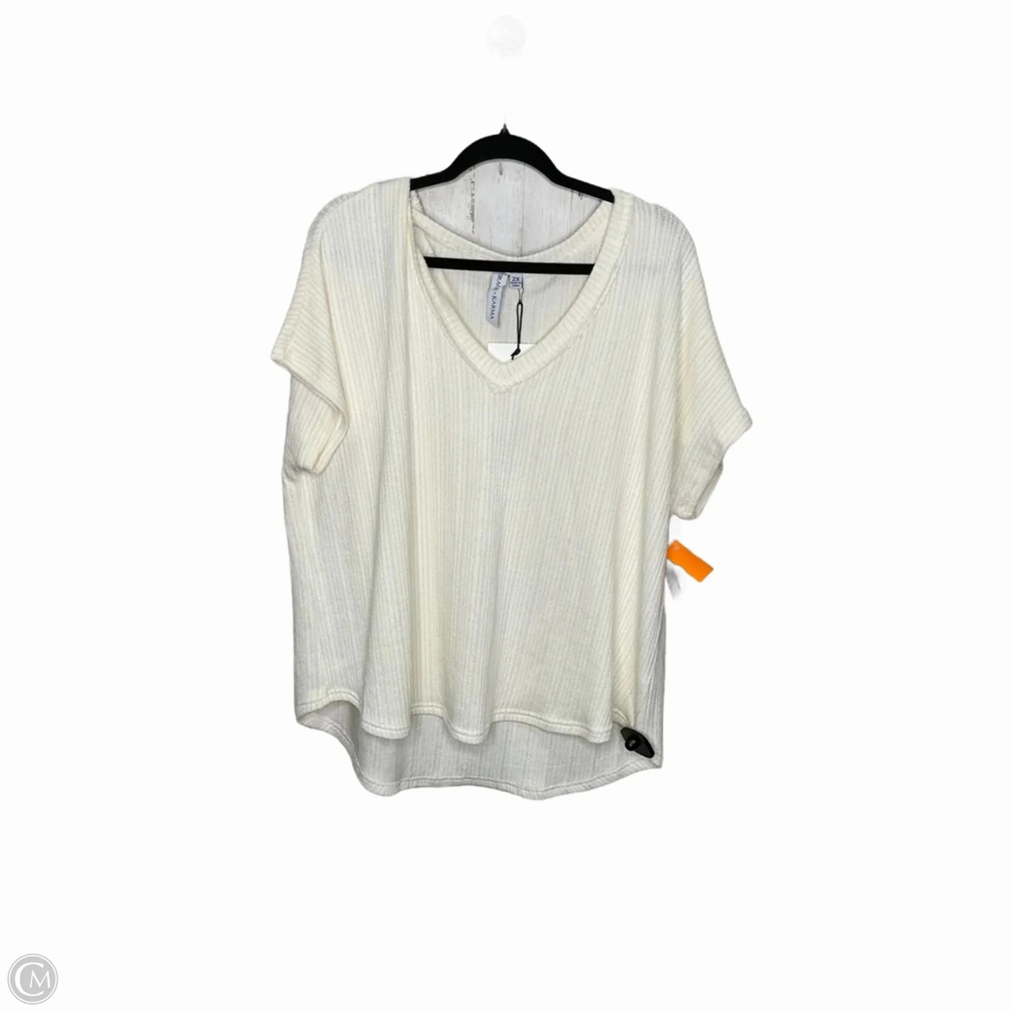 Airflow Ventilation Top Short Sleeve By Grace   Karma In Cream, Size: 2x