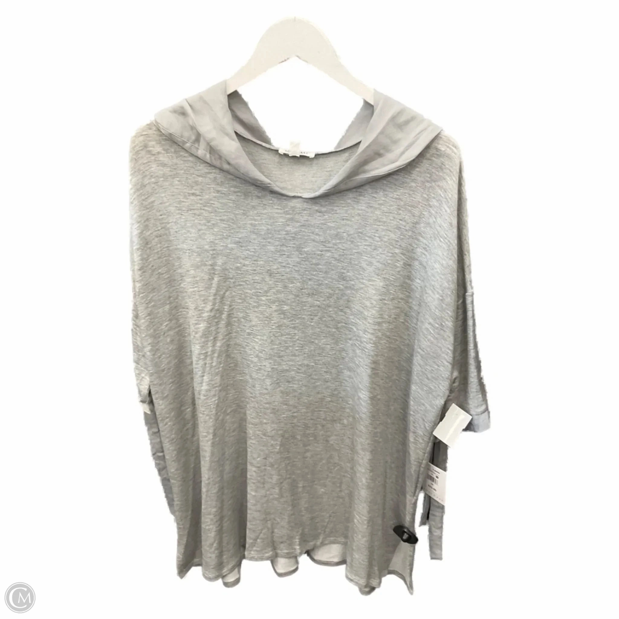 RibbedNeckBanding Multi Purpose Wear Top Short Sleeve By Clothes Mentor In Grey, Size: 3x