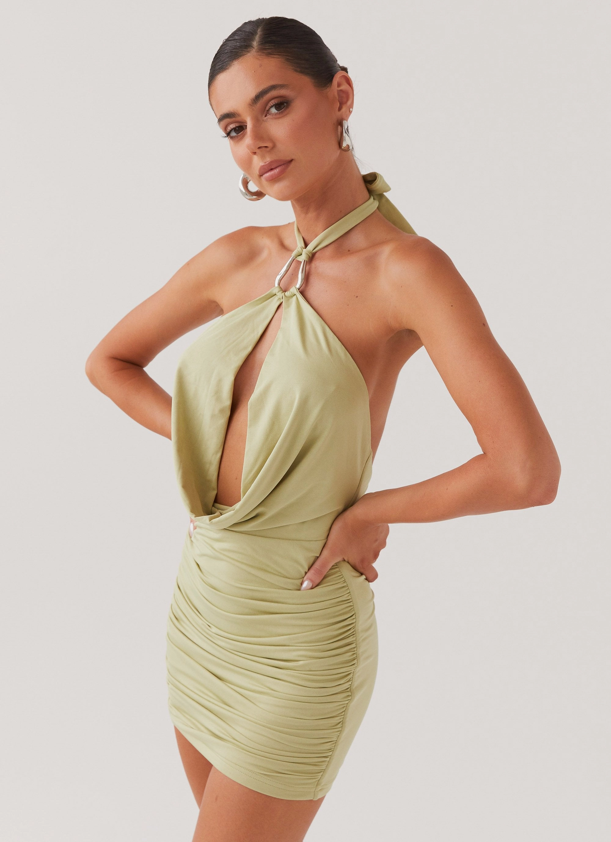 Light material Fresh Flow Samara Halterneck Mini Dress - Sage