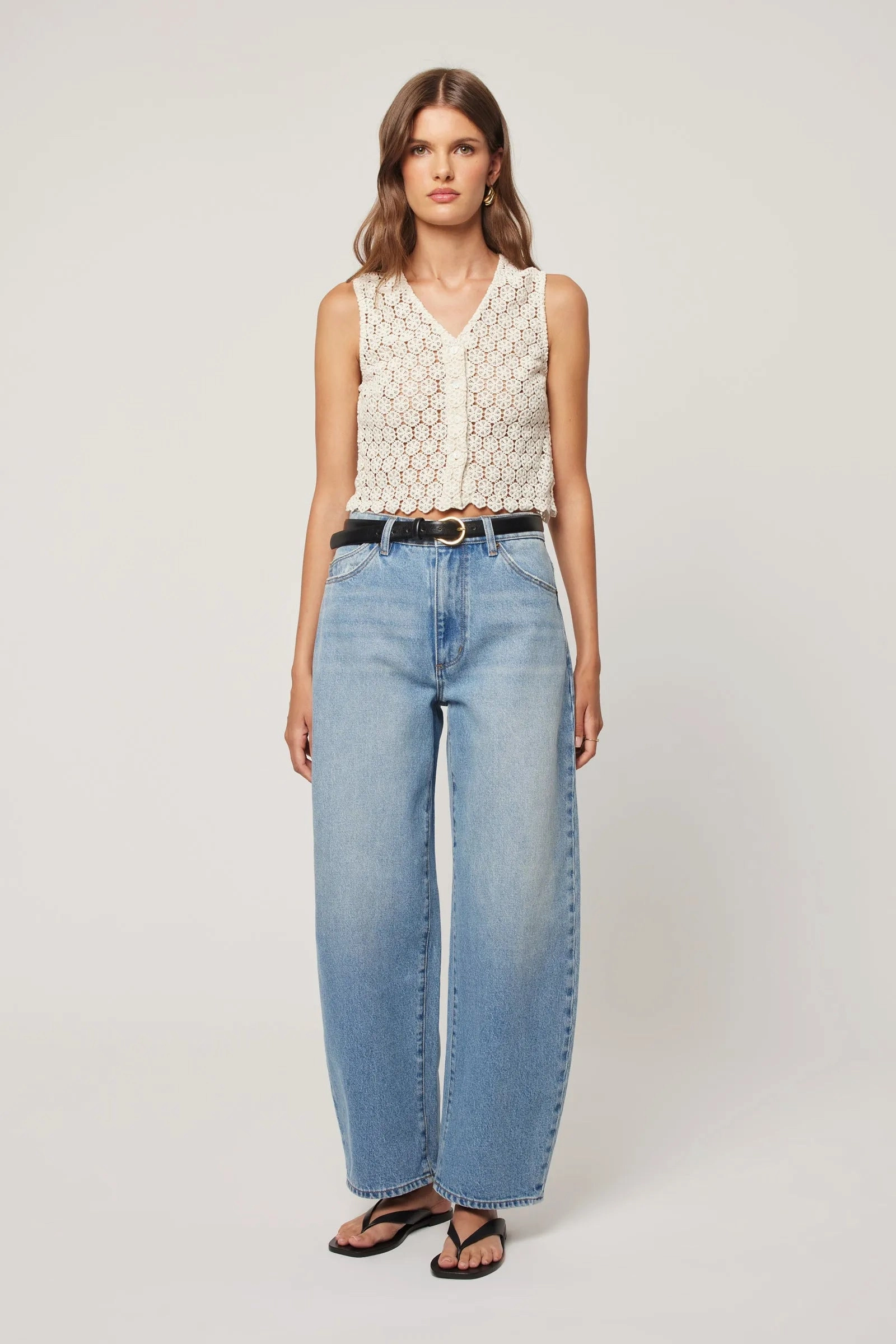 Gigi Brad Blue Barrel Jean Eco Dye Process ElasticWaist