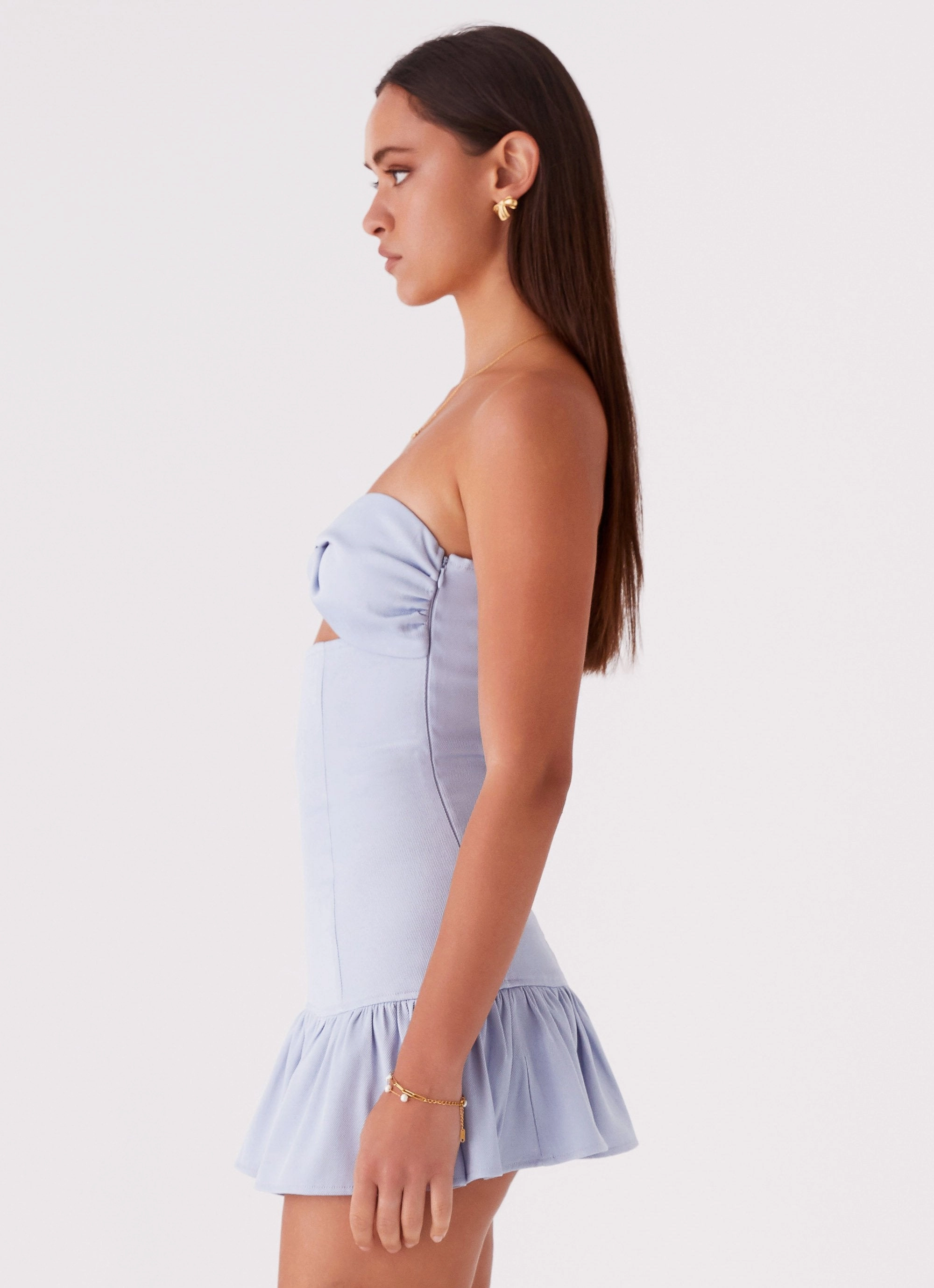Timeless Waist Love Blend Gigi Frill Mini Dress - Blue