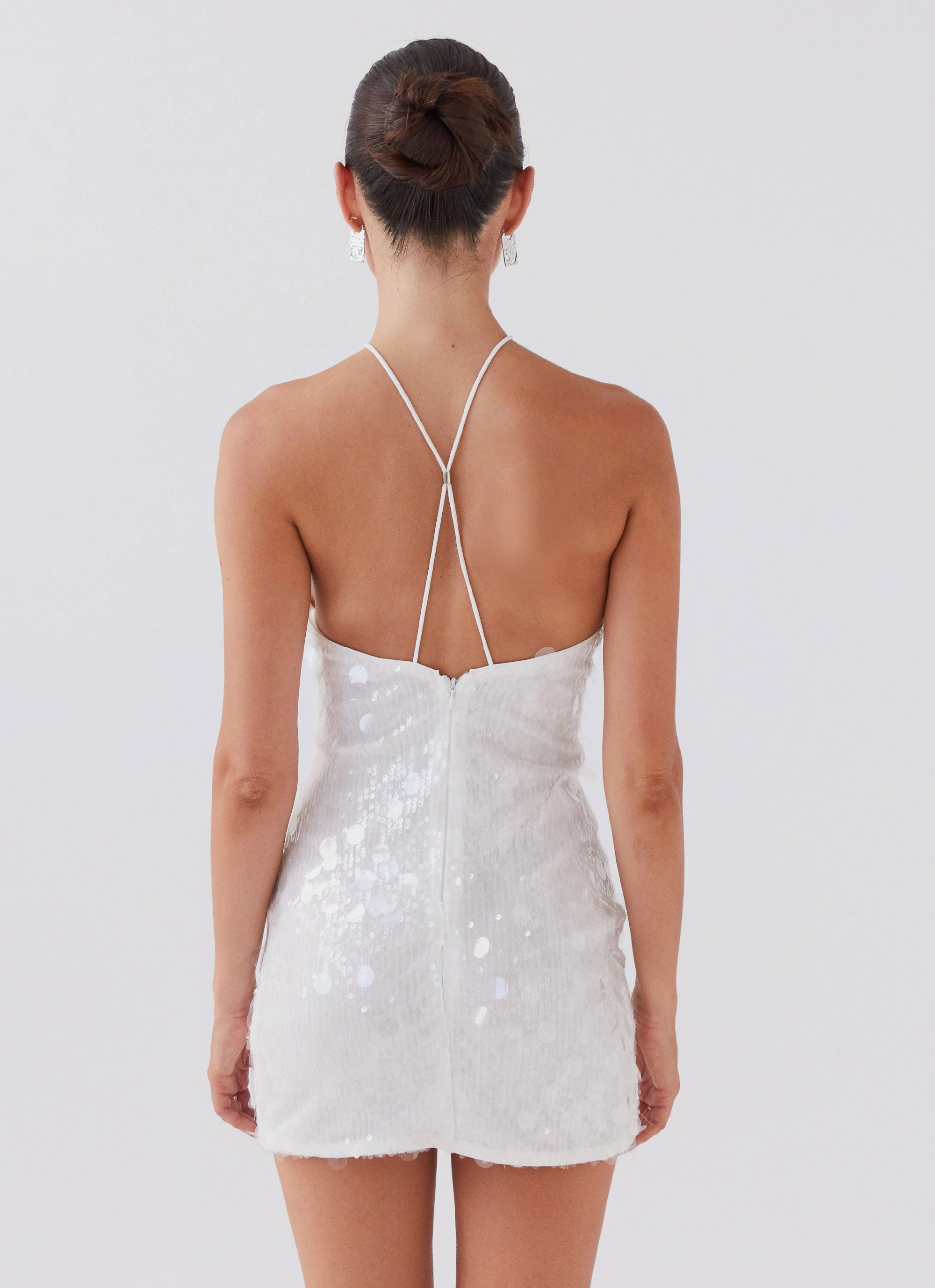 Glitz And Glamour Sequin Mini Dress - Crystal Cloud Draped Fabric Perfect Mood