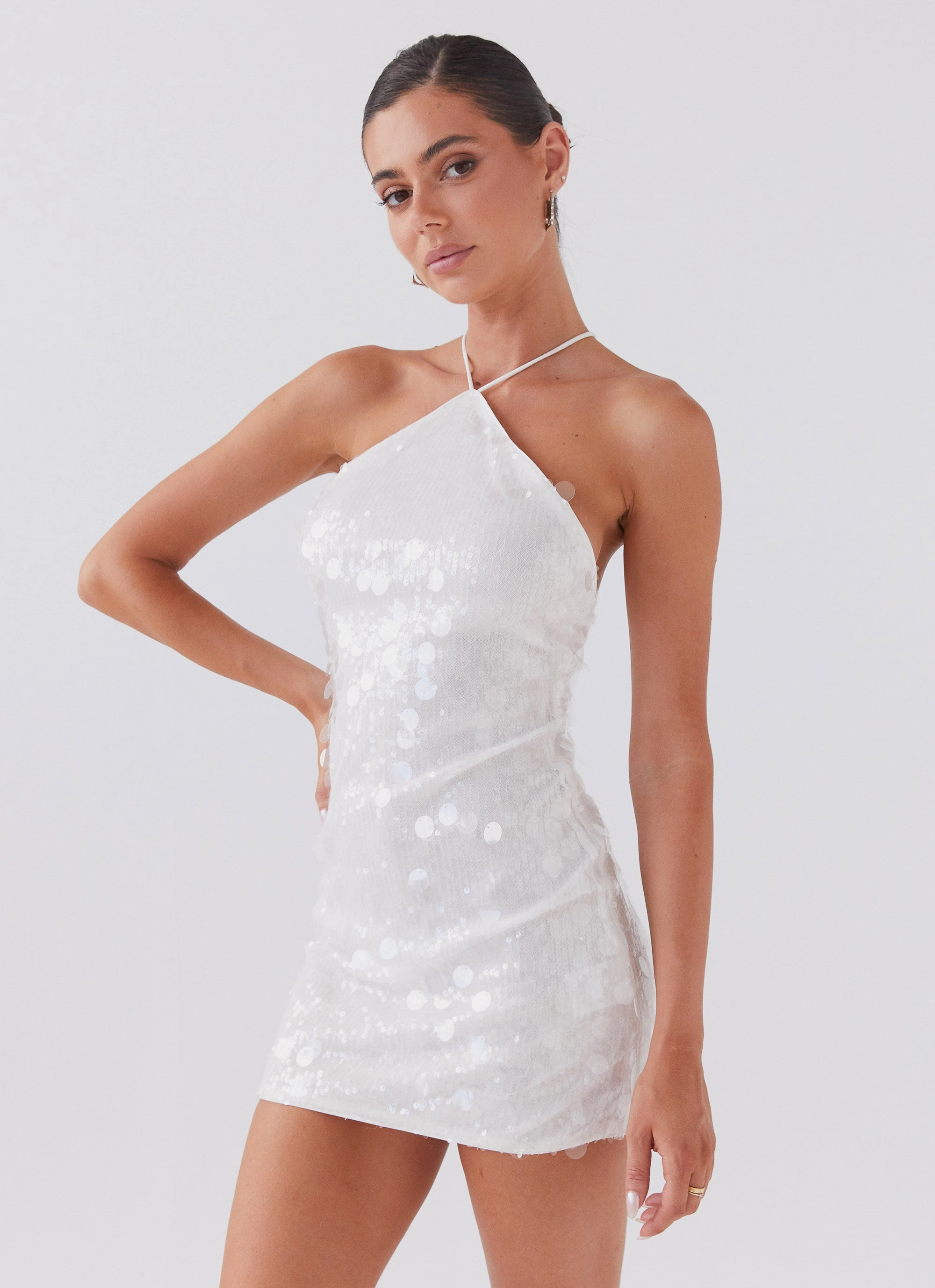 Glitz And Glamour Sequin Mini Dress - Crystal Cloud Light Flow
