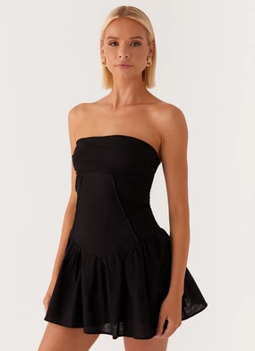 Light Sheen Larnie Linen Mini Dress - Black